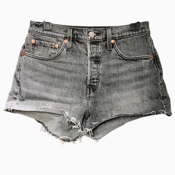 Levi’s 501 Original Fit High Rise Cutoff Shorts in Faded Black Women’s 28 - Picture 2 of 9